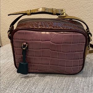JCREW Signet lthr Camera Bag with faux croc stamp